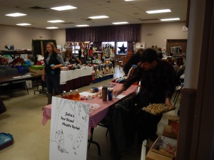 Here we are getting unpacked for selling maple syrup and maple products at the Kinburn Christmas Craft sale.